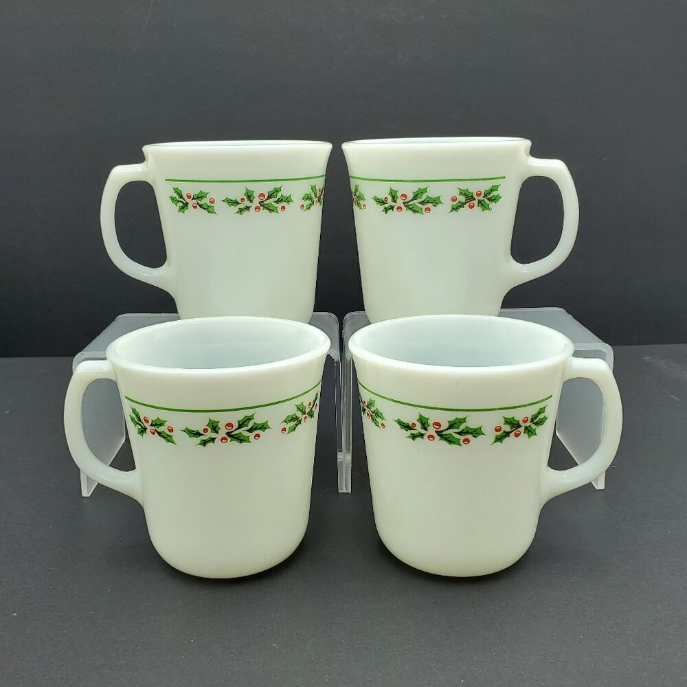 Corning Holly Days Mugs Corelle Holly Berries & Leaves Christmas Holiday Mugs